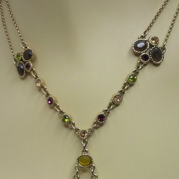 VTG Monet Jewel Toned Crystal Necklace - Picture 8 of 9